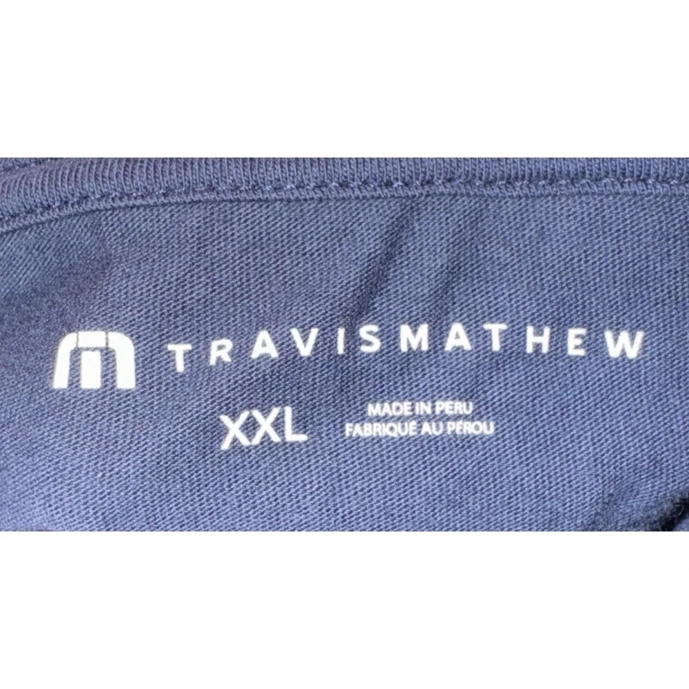 Travis Mathew Mens Blue Short Sleeve T-Shirt Golf Cart Sz 2XL XXL - Picture 4 of 5